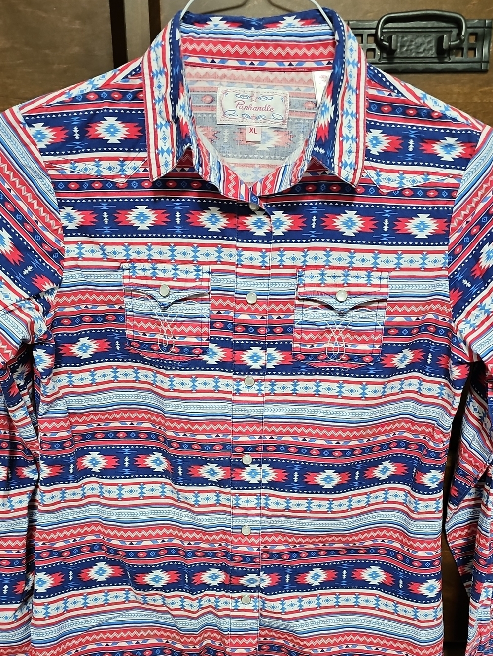 Panhandle Western Cowgirl Pearl Snap Button Top - Picture 1 of 8